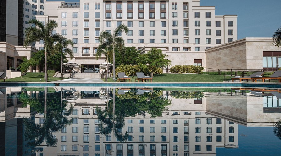 The Santa Maria Luxury Collection Hotel Panama with elegant design and golf course surroundings.